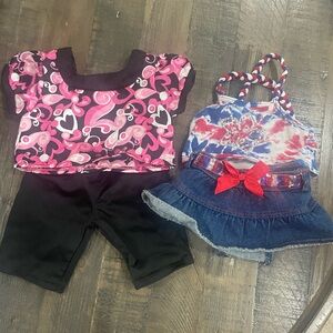 Build-A-Bear Denim Skirt with Pink Heart Print Lining
